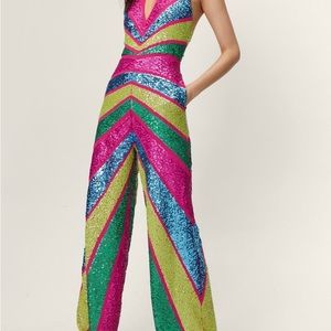 Nasty Gal sequin jumpsuit size 12.